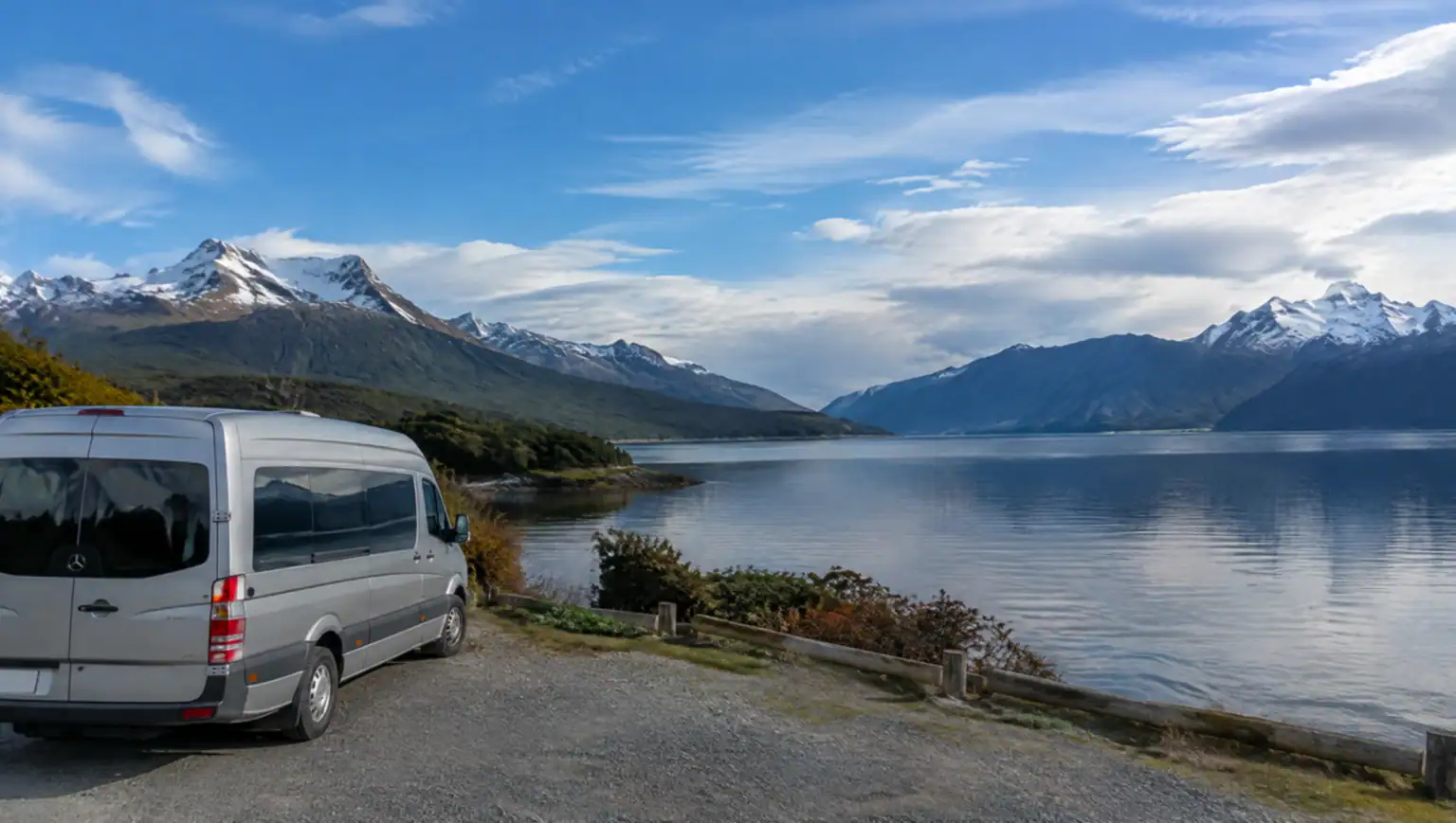 Van de transfer privado na estrada de Ushuaia para o Parque Nacional Tierra del Fuego