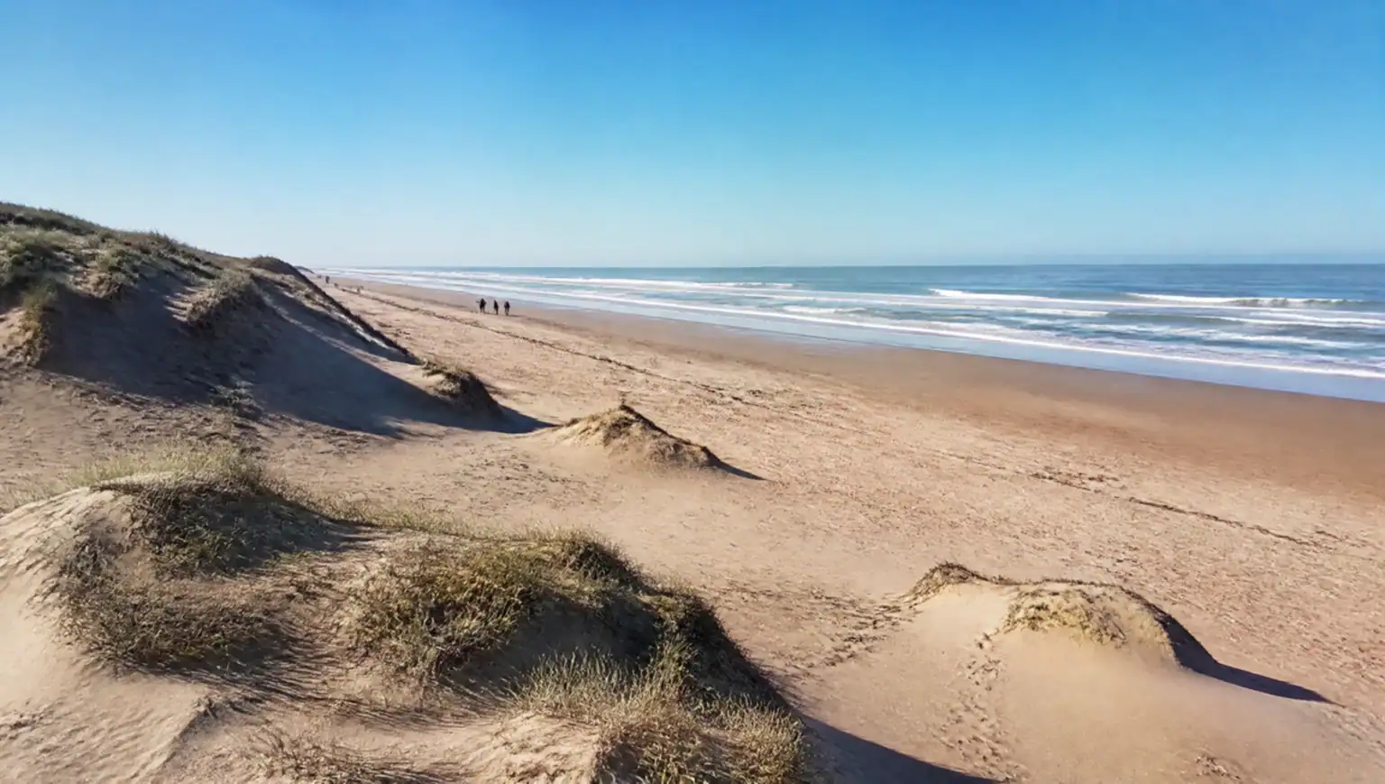 Wide beach and dunes at Mar de Ajó on the Atlantic coast of Buenos Aires province